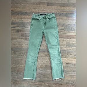 Veronica Beard Carly Kick Flare High Rise Jeans olive